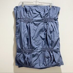 POTTERY BARN DORM Solid Blue Simply Smocked Pillow Shams Set Of Two 20” X 26”